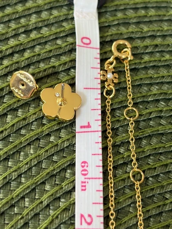 Tory Burch  KIRA  Pave  Crystal Necklace and Stud Earrings SET - Picture 6 of 8